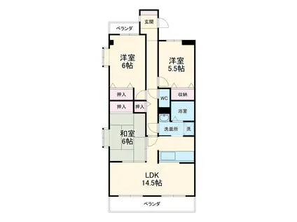 メッツァ蔵王(3LDK/6階)の間取り写真
