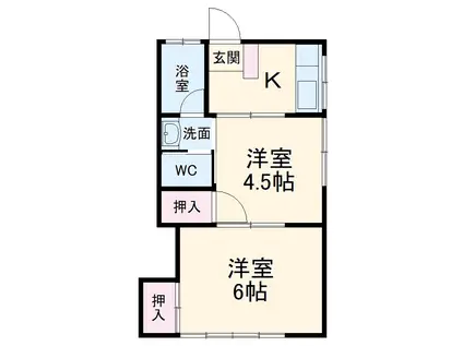 コーポR(2K/1階)の間取り写真