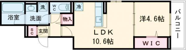 HERMANOS DEL ESPACIO(1LDK/2階)の間取り写真