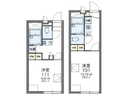 レオパレス風(1K/2階)の間取り写真