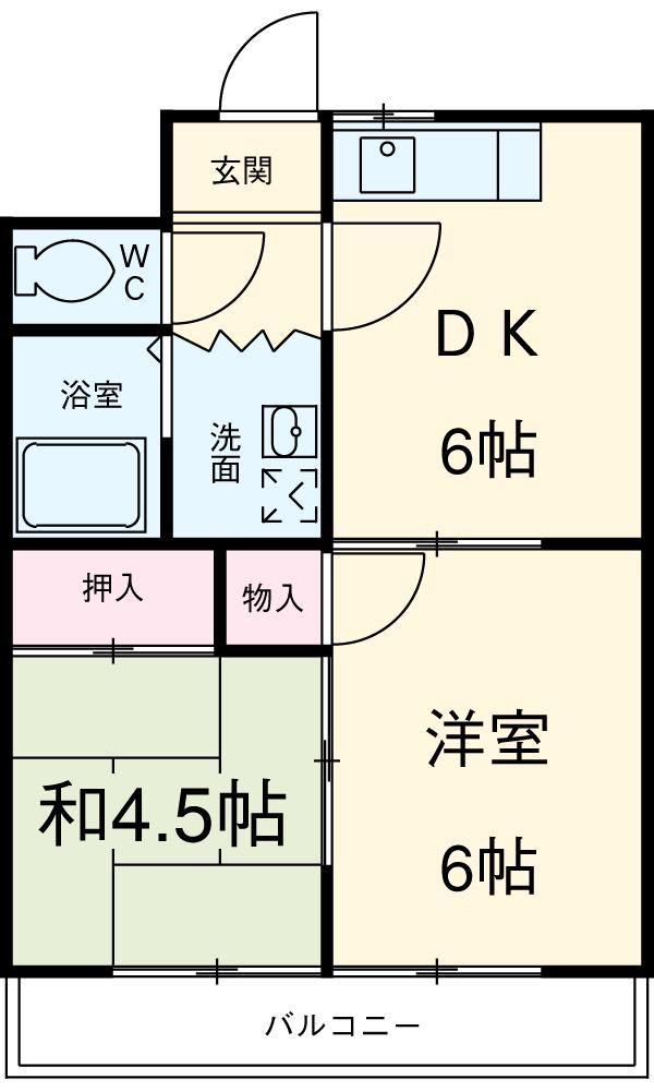 コーポ八田(2DK/2階)の間取り写真