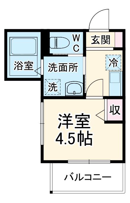 MELDIA相武台前2(1K/1階)の間取り写真