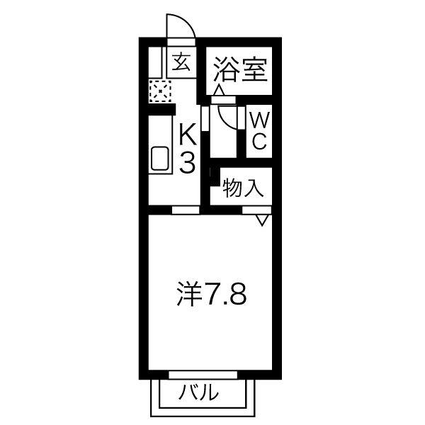 モン レーヴ A棟(1K/1階)の間取り写真
