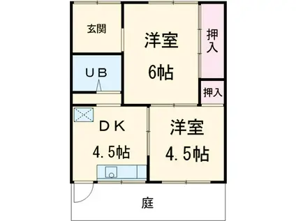 中央本線 勝川駅(JR) 徒歩13分 1階建 築55年(2DK)の間取り写真