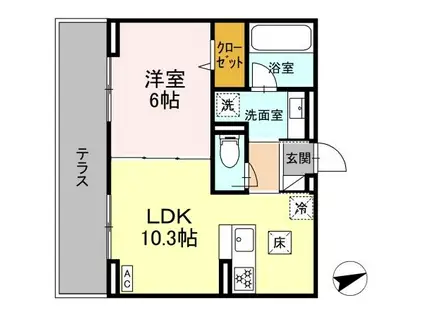 ヌーベルレジデンス(1LDK/2階)の間取り写真