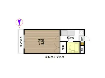 グラバティハイツ上三川(1K/1階)の間取り写真