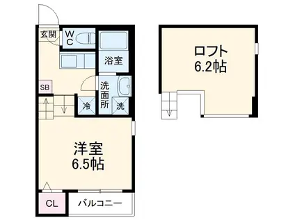 ハーモニーテラス楓(1K/1階)の間取り写真