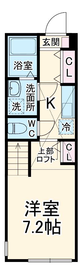 HALELUANA厚木関口(1K/1階)の間取り写真