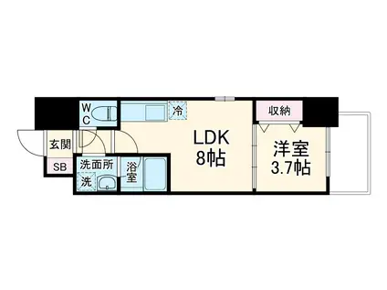 エスリードレジデンス大阪谷町ザ・マークス(1LDK/11階)の間取り写真