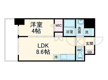 エスリードレジデンス大阪谷町ザ・マークス(1LDK/10階)の間取り写真