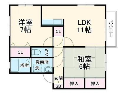 エイトハウス上野台(2LDK/1階)の間取り写真