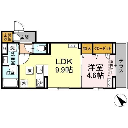 グランディール西船(1LDK/3階)の間取り写真