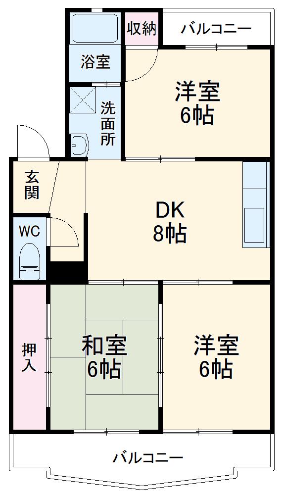 クイーンハイツ東山(3DK/2階)の間取り写真