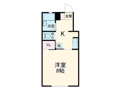 ミューズイン西方(1K/2階)の間取り写真