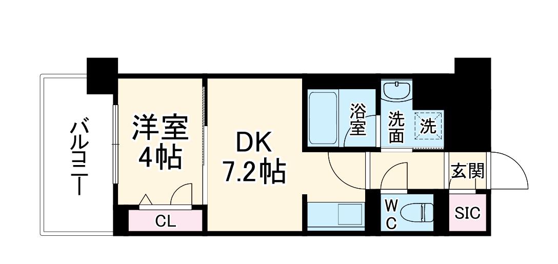 REFISIA 箕面船場(1DK/3階)の間取り写真
