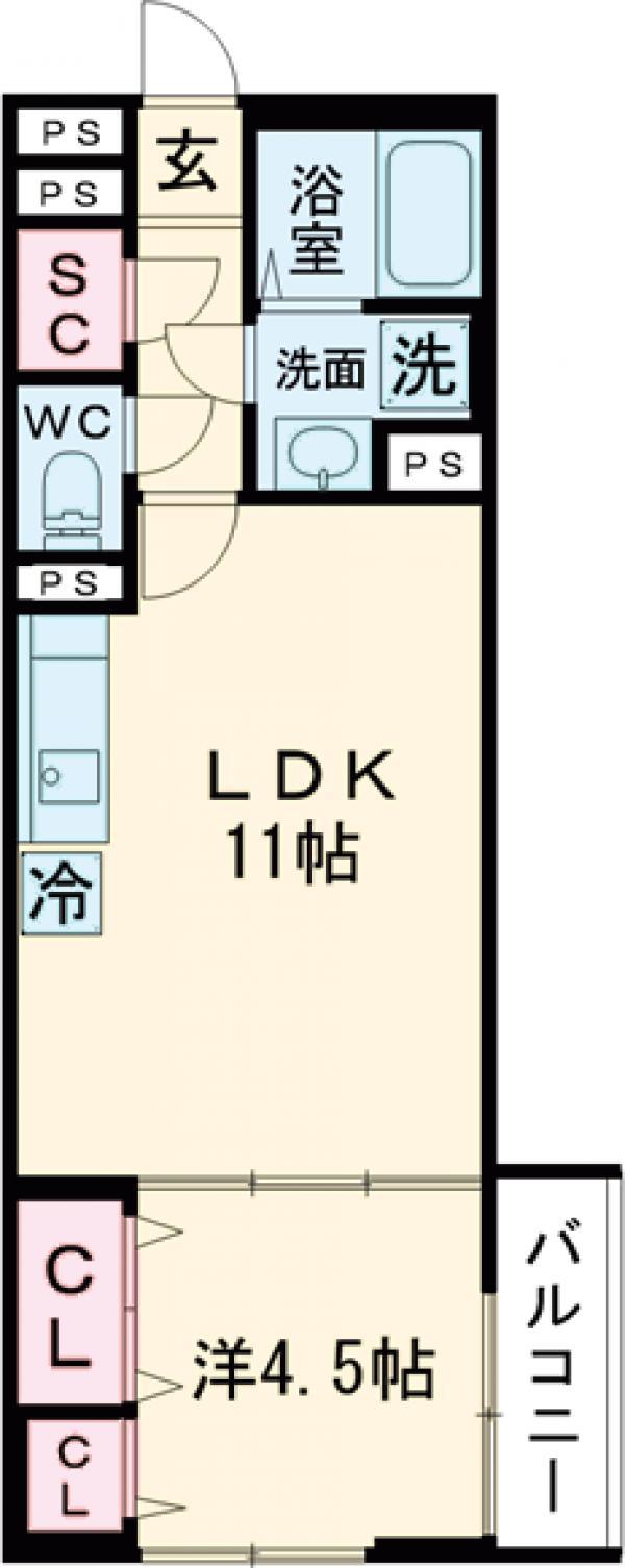 リブリ・竹ノ塚Ⅲ(1LDK/1階)の間取り写真