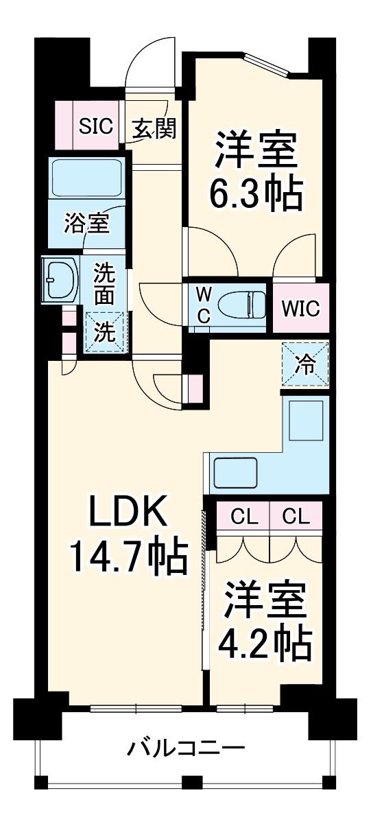 プレディアコート鷺沼(2LDK/1階)の間取り写真