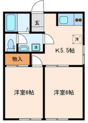 京王電鉄高尾線 めじろ台駅 徒歩11分 2階建 築24年(2K/1階)の間取り写真