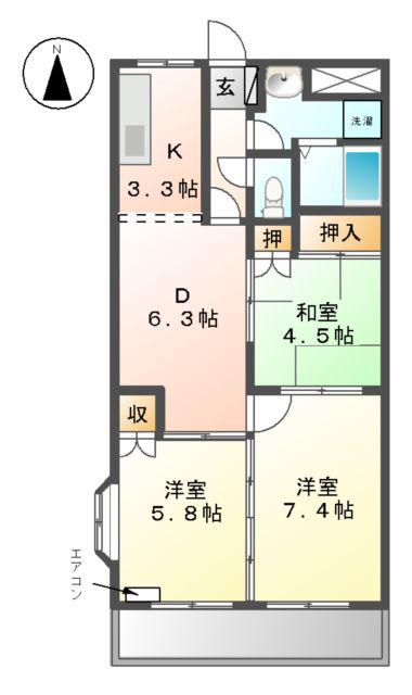 ライフパーク(3DK/2階)の間取り写真