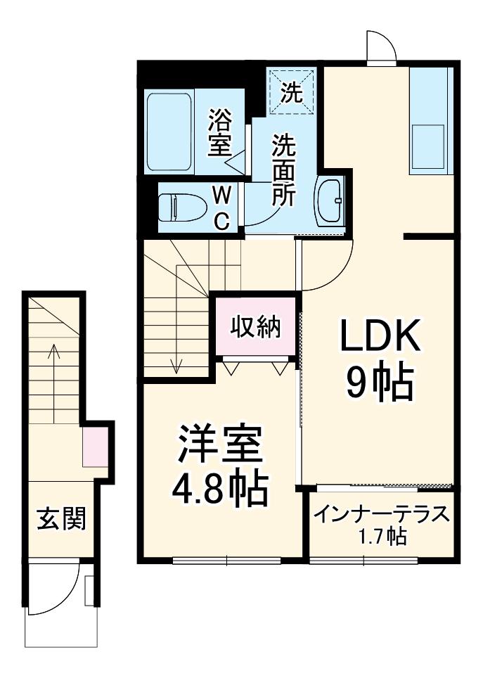 COCO LUANA(1LDK/2階)の間取り写真