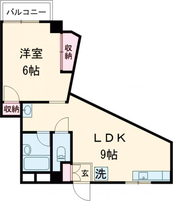 ベルツリー弦巻Ⅰ(1LDK/3階)の間取り写真