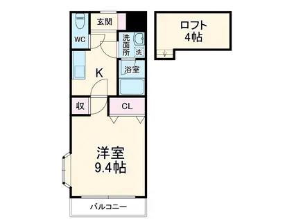 グリーンコートⅡ(1K/2階)の間取り写真