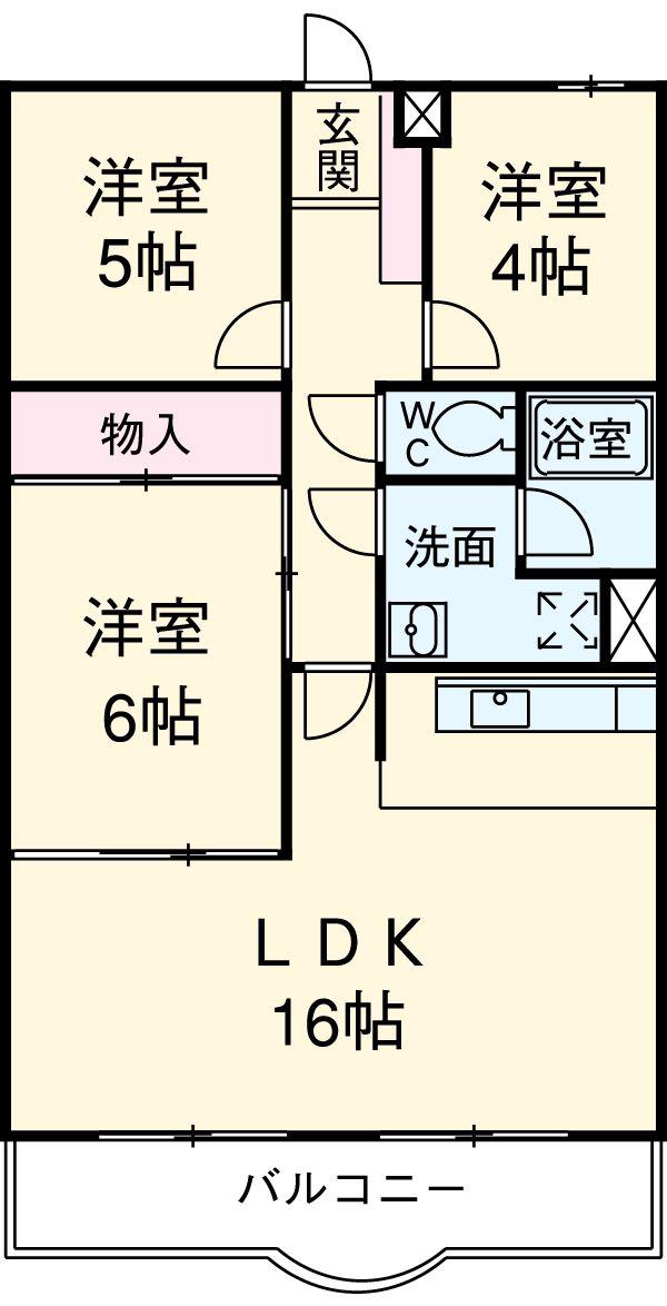 エクセレント伸和(3LDK/3階)の間取り写真