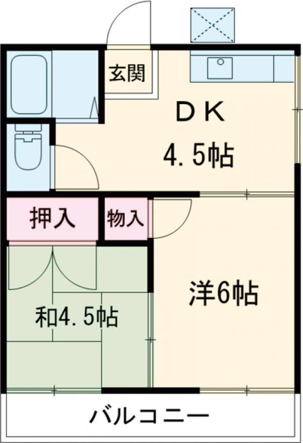 コーポときわ(2K/2階)の間取り写真