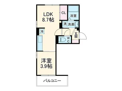 D-ROOM中楯 A棟(1LDK/3階)の間取り写真