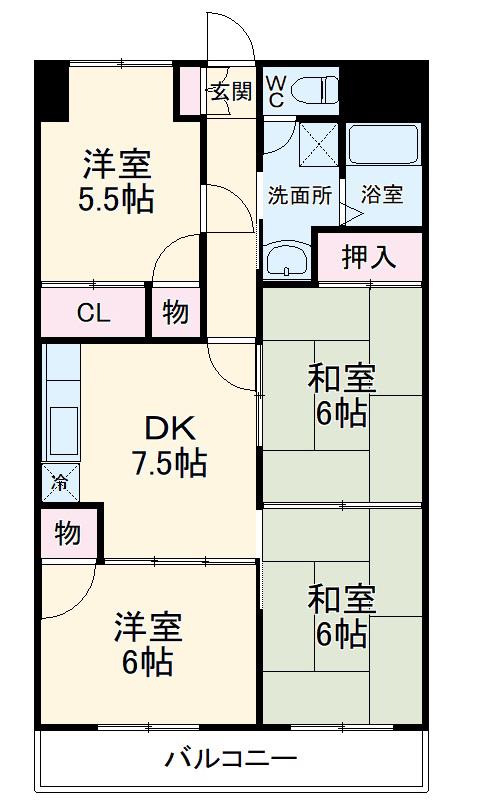 INSURANCE BLDG ⅩⅥ(4DK/3階)の間取り写真