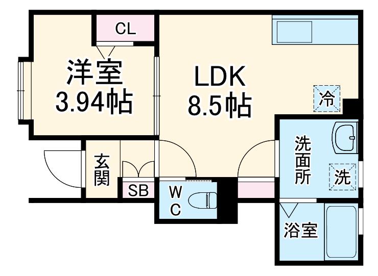名古屋市東山線 本陣駅 徒歩15分 2階建 築2年(1LDK)の間取り写真