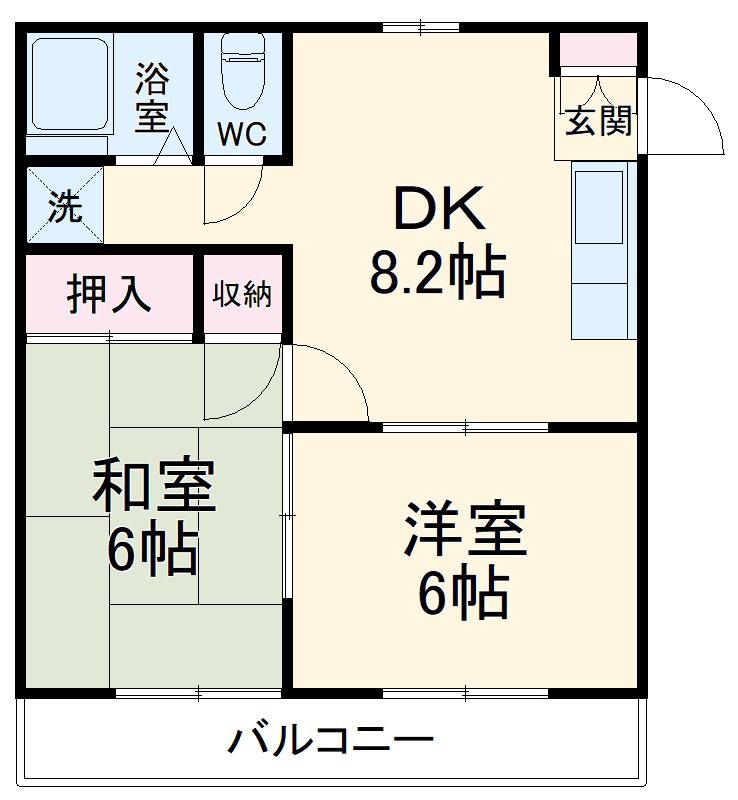 南台レジデンス(2DK/3階)の間取り写真