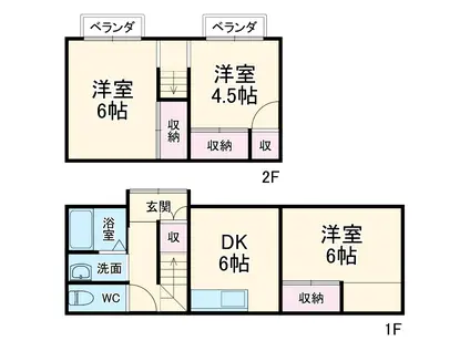 湘南新宿ライン宇須 東戸塚駅 徒歩30分 2階建 築36年(3DK)の間取り写真