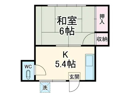 第二元木荘(1K/1階)の間取り写真