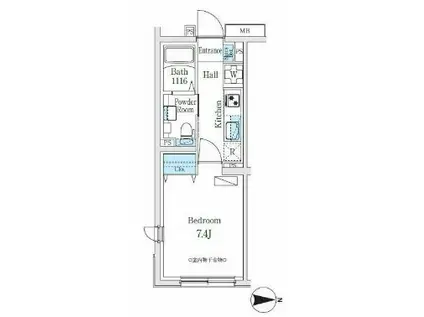 ラクラス旗の台(1K/2階)の間取り写真