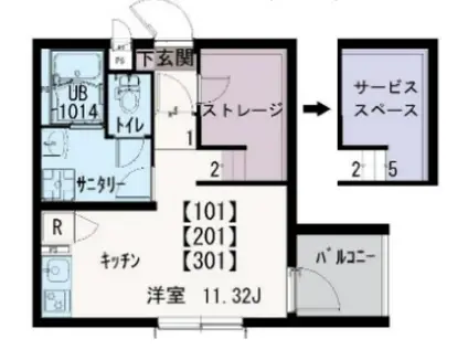 IXO上木崎(ワンルーム/1階)の間取り写真