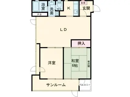 常磐第二ビル(1LDK/7階)の間取り写真