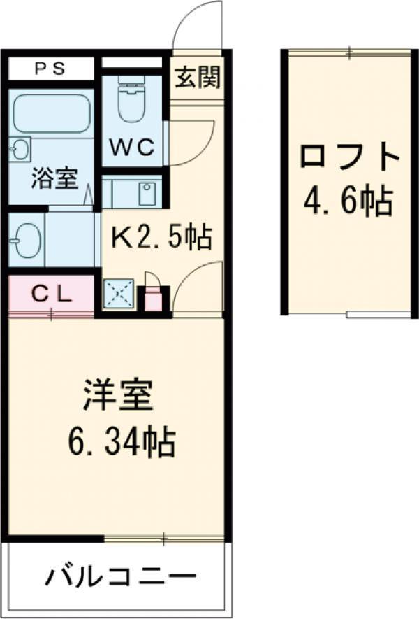 SOPHIA TWIN LEAF(1K/3階)の間取り写真