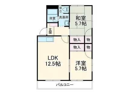 センターハイツとみつか(2LDK/2階)の間取り写真