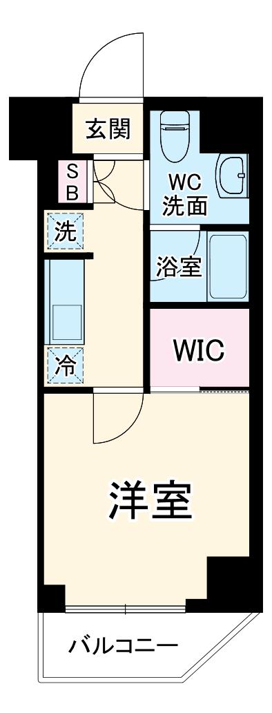 RELUXIA横濱吉野町Ⅲ(1K/2階)の間取り写真