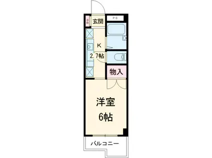 マンション如月(1K/4階)の間取り写真