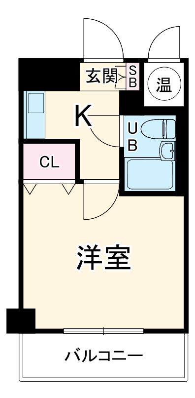 CUBE浦安(1K/4階)の間取り写真
