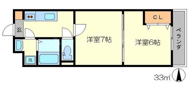 アンクル丹波口(2K/3階)の間取り写真
