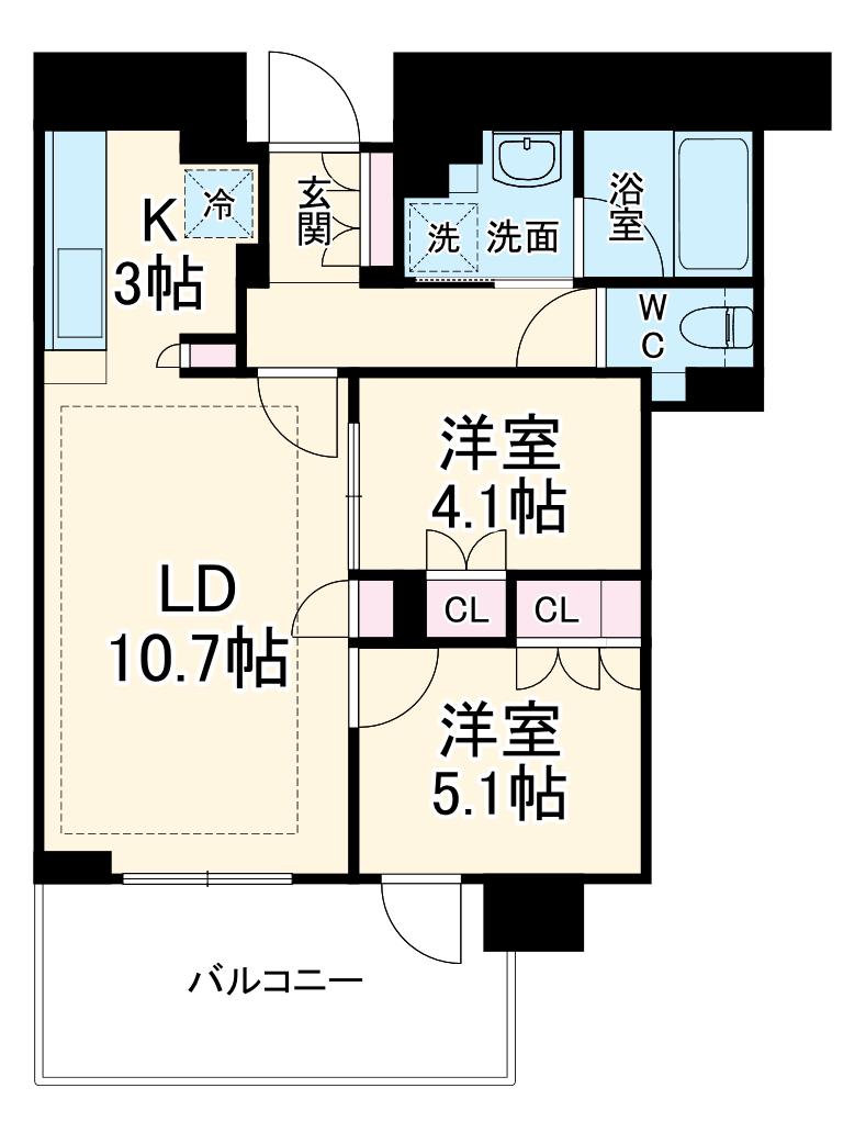 BRILLIATOWER箕面船場TOP OF THE HILL(2LDK/11階)の間取り写真