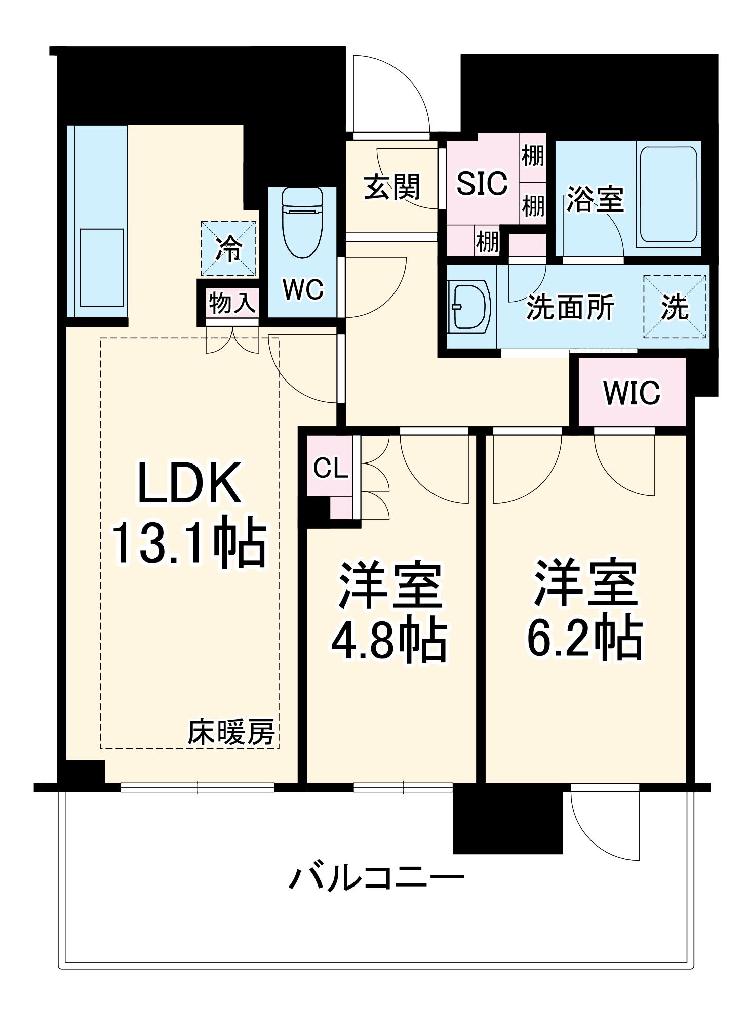 BRILLIATOWER箕面船場TOP OF THE HILL(2LDK/6階)の間取り写真