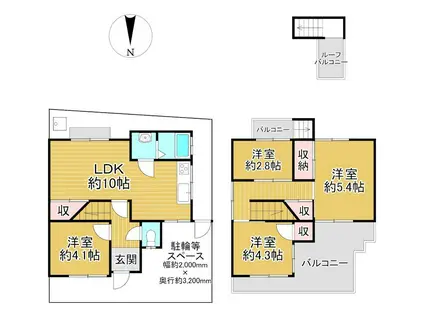 阪急電鉄京都線 洛西口駅 徒歩3分 2階建 築50年(4LDK)の間取り写真