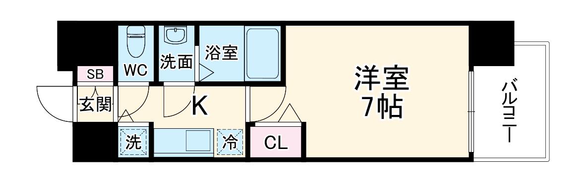 プレサンス名古屋STATIONサティナ(1K/7階)の間取り写真
