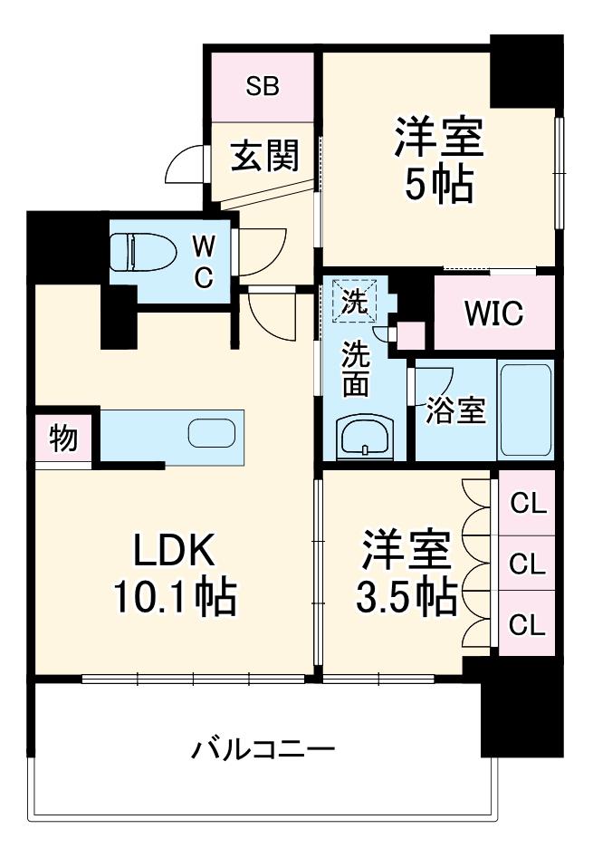 クリオラベルヴィ名古屋花ノ木(2LDK/5階)の間取り写真