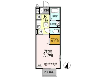 ヴェルデⅡ(1K/1階)の間取り写真