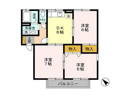 ロイヤルスクエアA・B・C(3DK/2階)の間取り写真